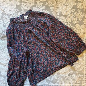 J. Crew Navy and Red Floral Top